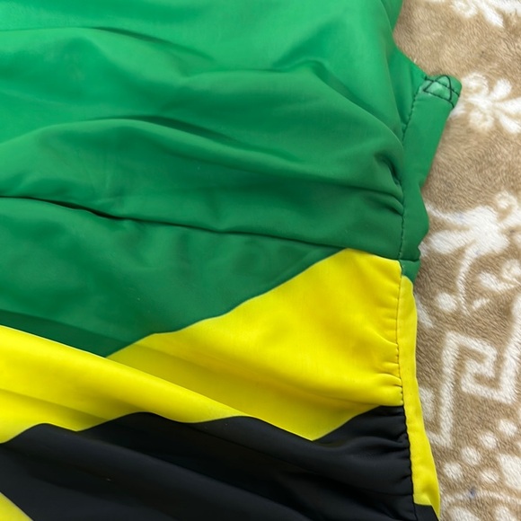 Emerald Green and Yellow Halter One Piece Swimsuit - Picture 9 of 9